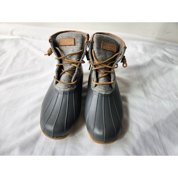 Sperry Top-Sider Women's 9 Gray Saltwater Wool Embossed Insulated Duck Boots - Picture 8 of 9